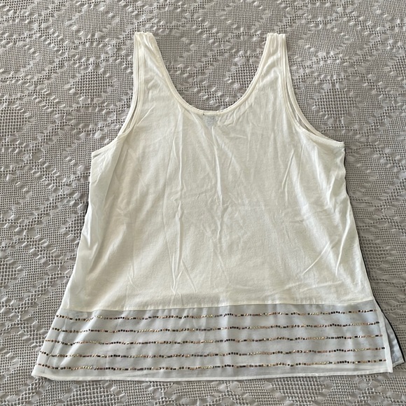 J. Crew Embellished Silk Hem Ivory Tank Top - Picture 3 of 5